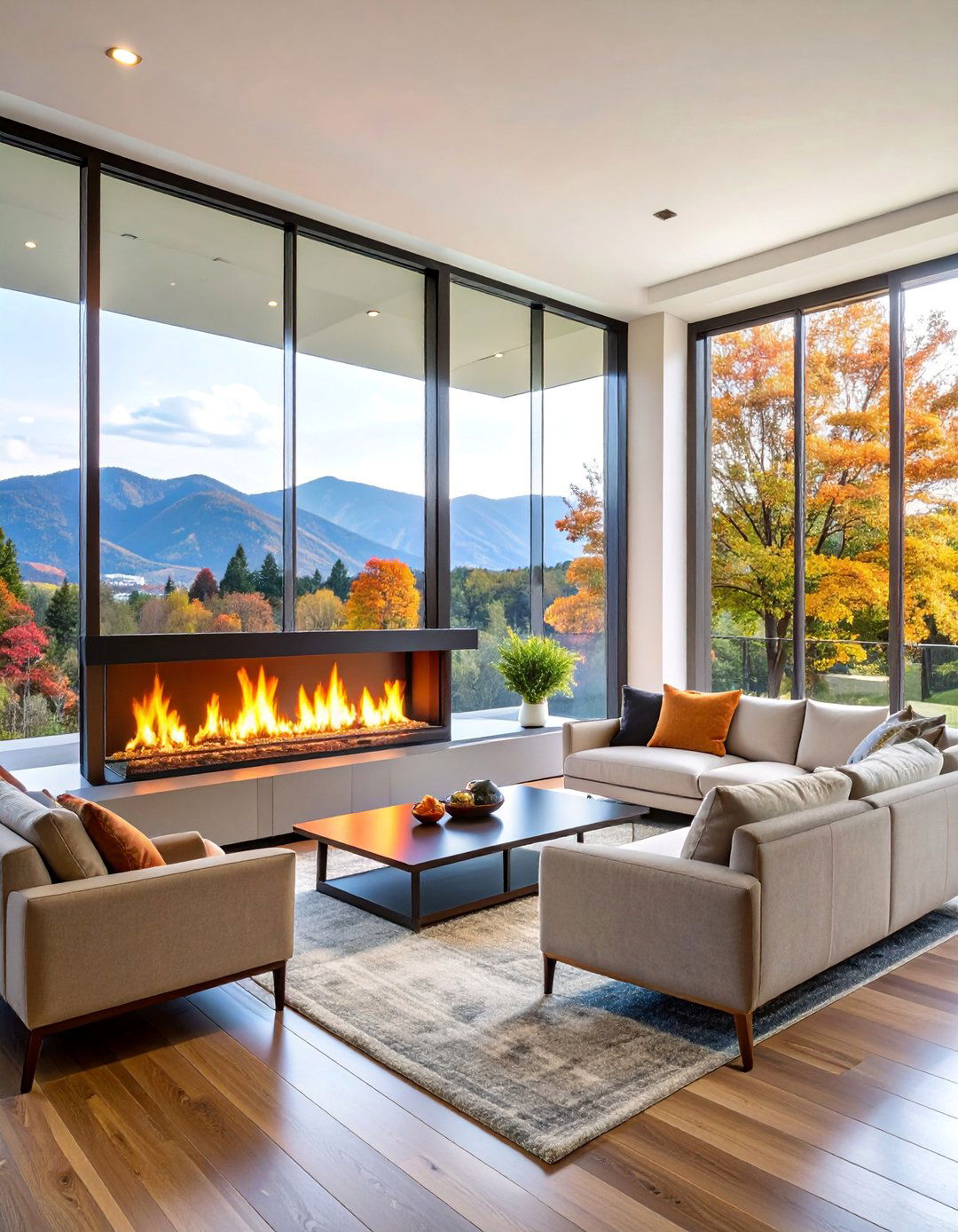 Double Sided Linear Fireplace Room Divider - 25 linear fireplace ideas