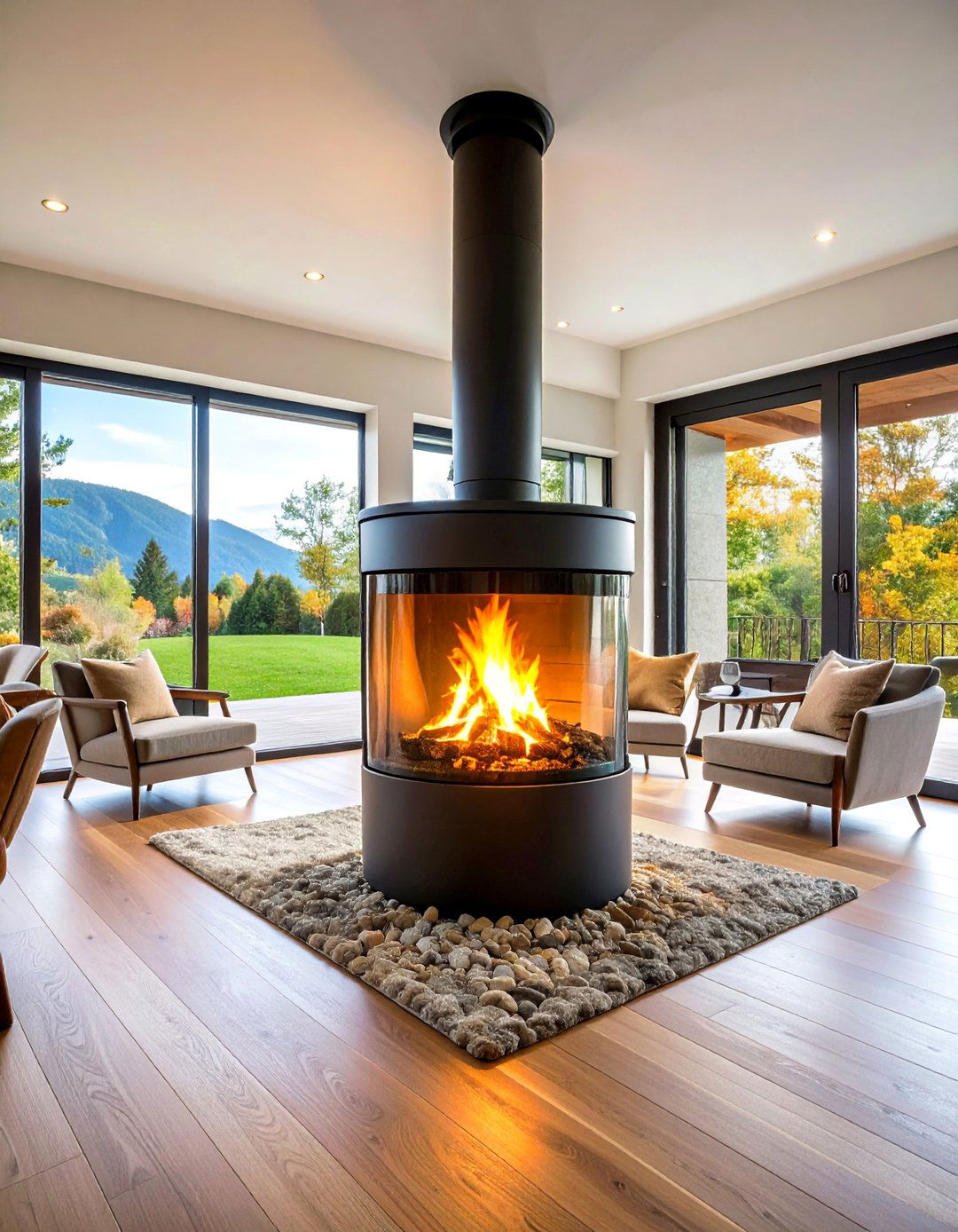 Double Sided Log Burner for Open Plan Living - 25 Log Burner Ideas