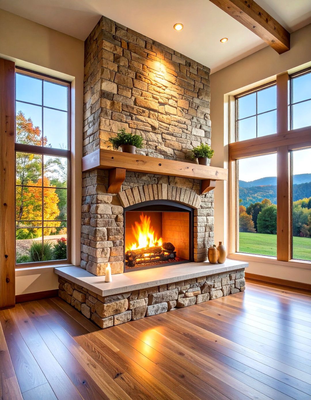 Double Sided Rustic Brick Fireplace - 25 Rustic Brick Fireplace Ideas