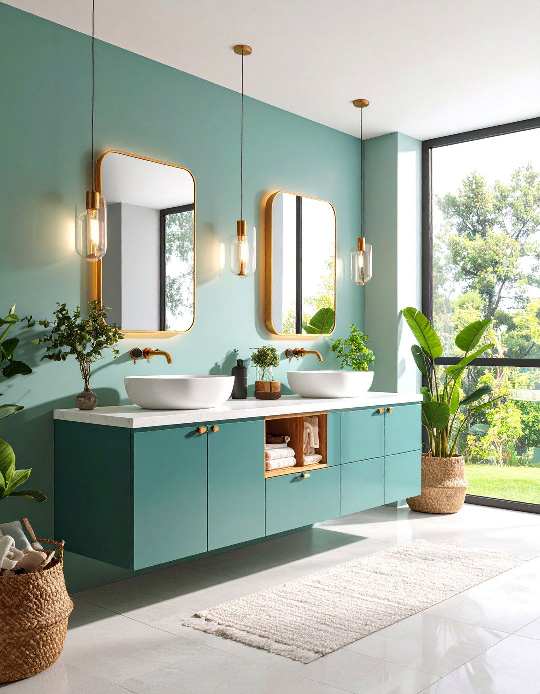 Double Sink Floating Vanity for Spacious Master Bathrooms - 25 Floating Vanity Bathroom Ideas