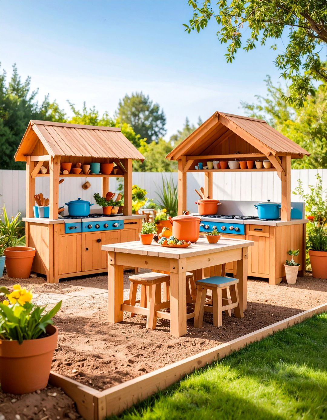 Double Station Mud Kitchen for Multiple Children - 25 Mud Kitchen Ideas