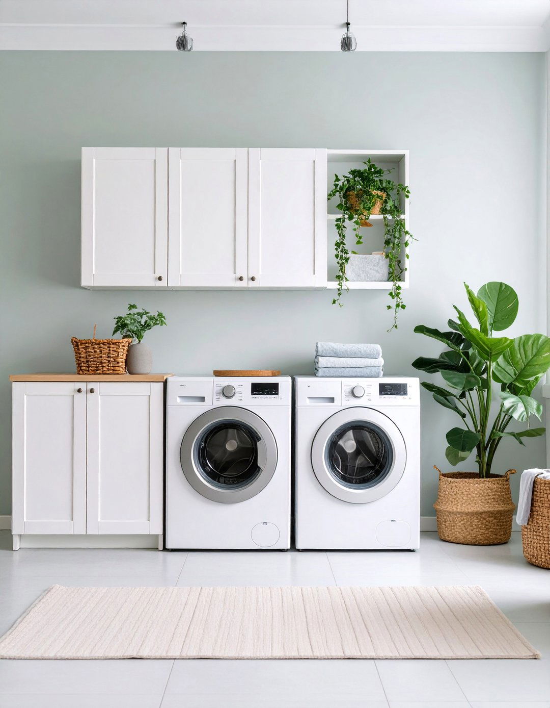 Dove Gray Laundry Room with White Cabinets - 25 Laundry Room Paint Ideas