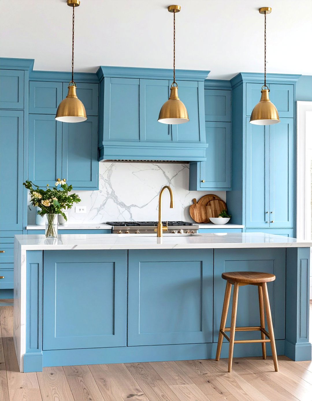 Dove Gray Shaker Kitchen with Marble Countertops - 25 Gray Kitchens