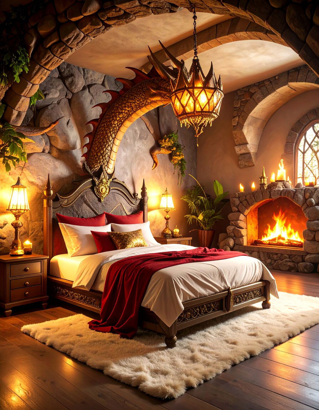 Dragons Lair Bedroom with Treasure Accents - 25 Fantasy Bedroom Ideas