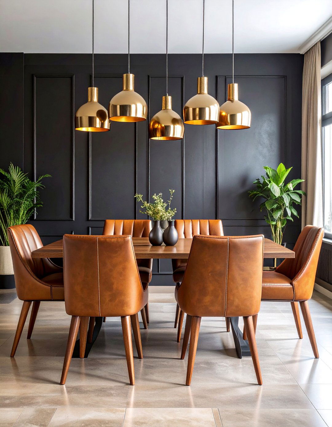 Dramatic Black Accent Wall Dining Room - 25 Mid-century Modern Dining Rooms