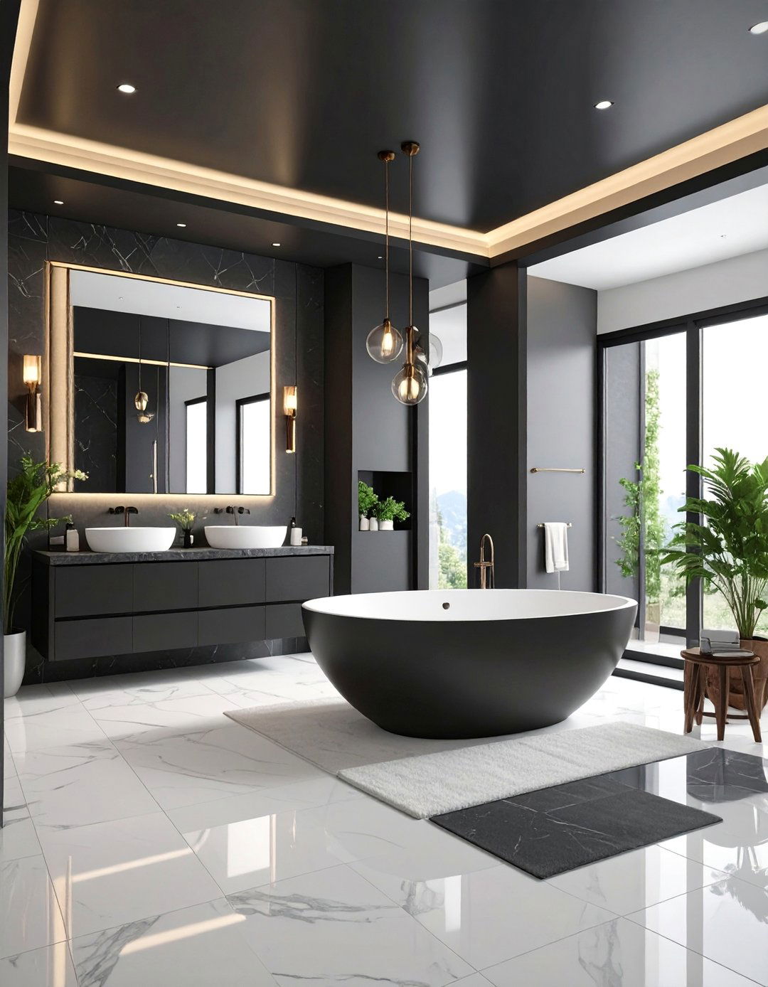 Dramatic Black Ceiling Paint with High Gloss Finish - 25 Ceiling Paint Ideas