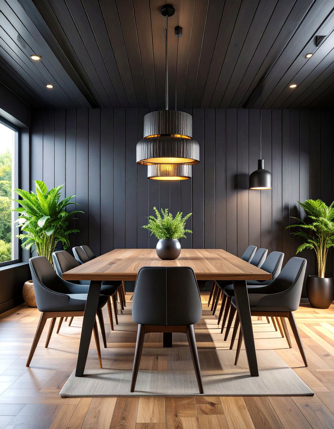 Dramatic Black Shiplap Dining Room Wall Paneling - 25 Dining Room Wall Paneling Ideas