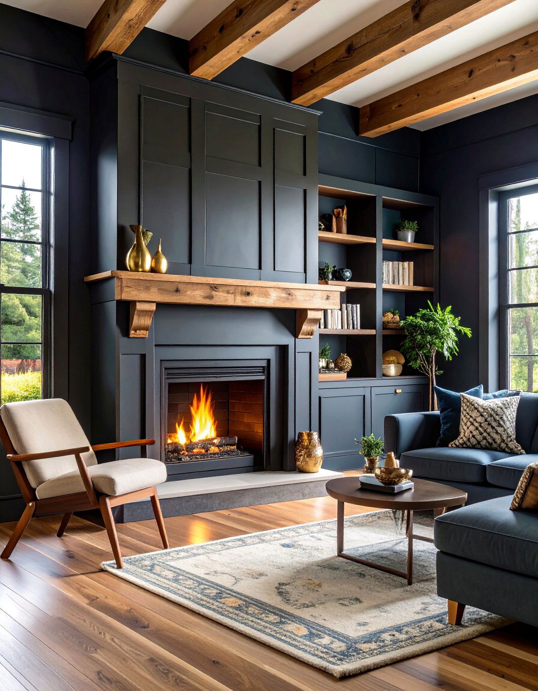 Dramatic Black Shiplap Statement Wall - 25 Shiplap Fireplace Ideas