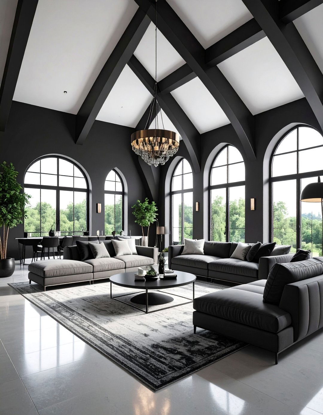 Dramatic Black and White Cathedral Ceiling - 25 Cathedral Ceiling Ideas