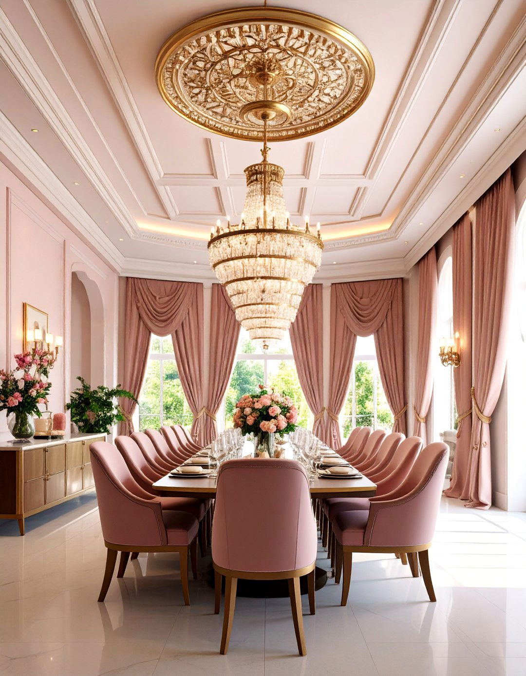 Dramatic Ceiling Statement - 25 Glam Dining Room Ideas