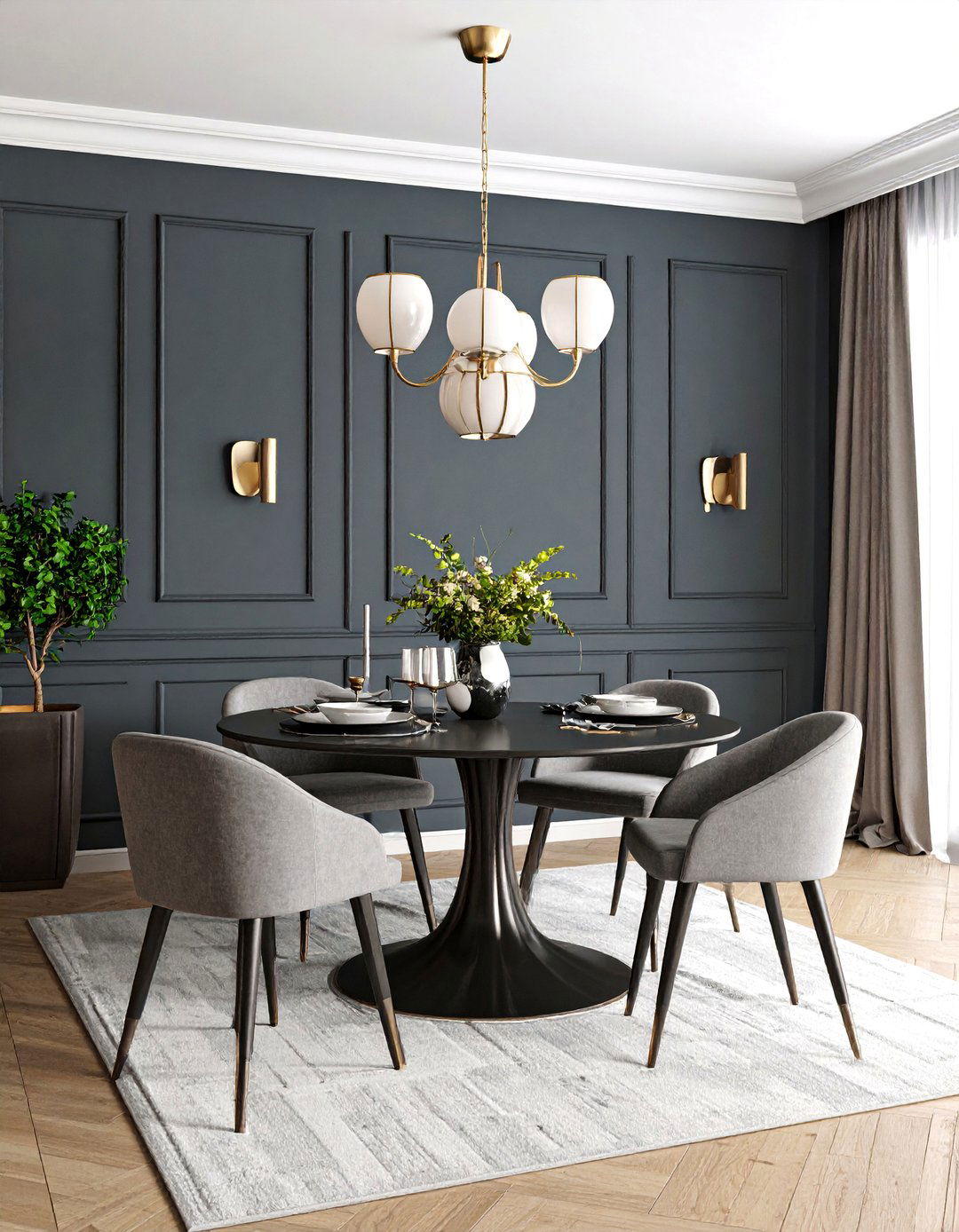 Dramatic Charcoal Gray for Modern Sophistication - 25 Dining Room Paint Colors