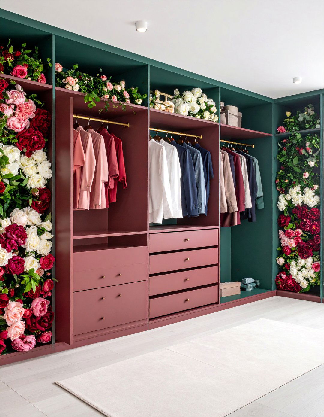 Dramatic Floral Statement Wall Design - 25 Closet Wallpaper Ideas