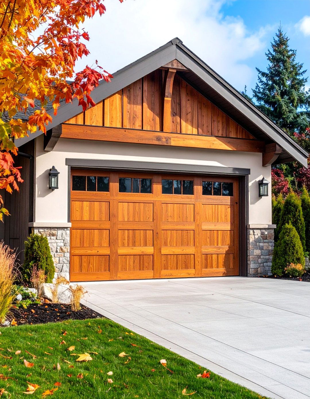 Dramatic Garage Door Upgrade with Wood Texture - 25 Curb Appeal Inspiration for Ranch Homes