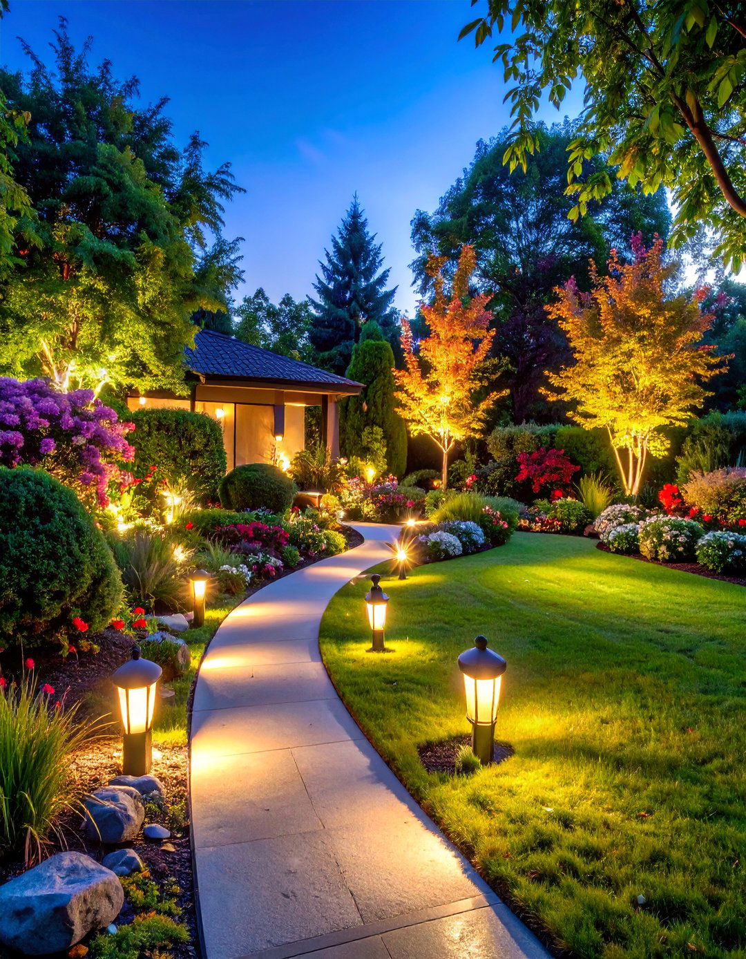 Dramatic Landscape Spotlight Accent Lighting - 25 Outdoor Lighting Ideas