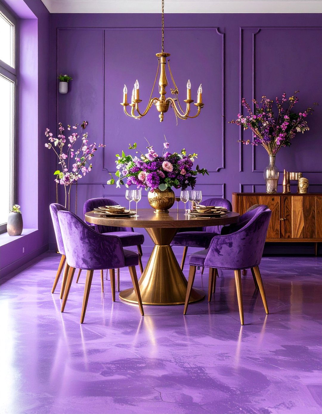 Dramatic Plum Purple Luxury Concrete Floor - 25 Indoor Concrete Floor Paint Ideas