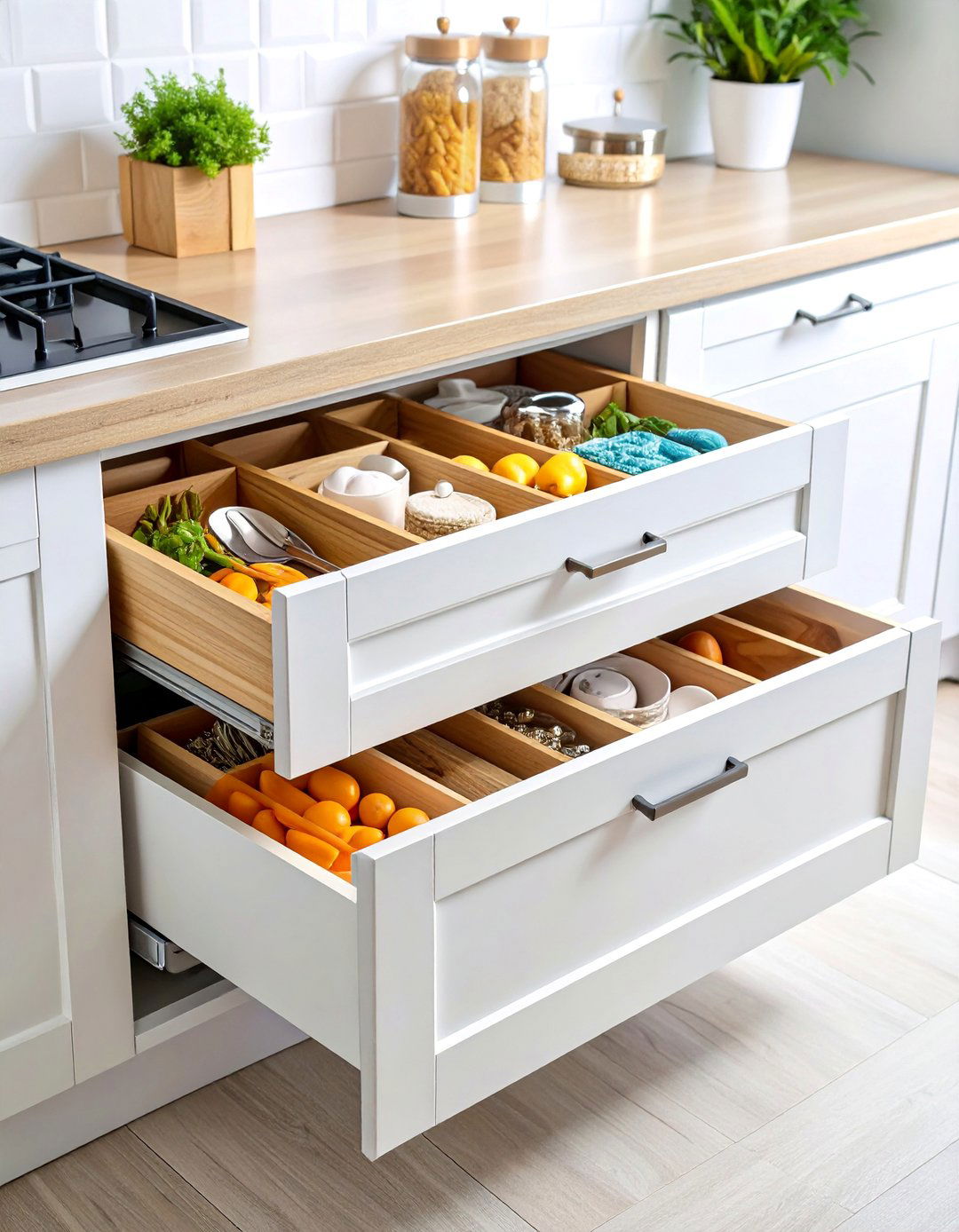 Drawer Insert Organization with Custom Compartments - 25 Kitchen Cabinet Organization Ideas