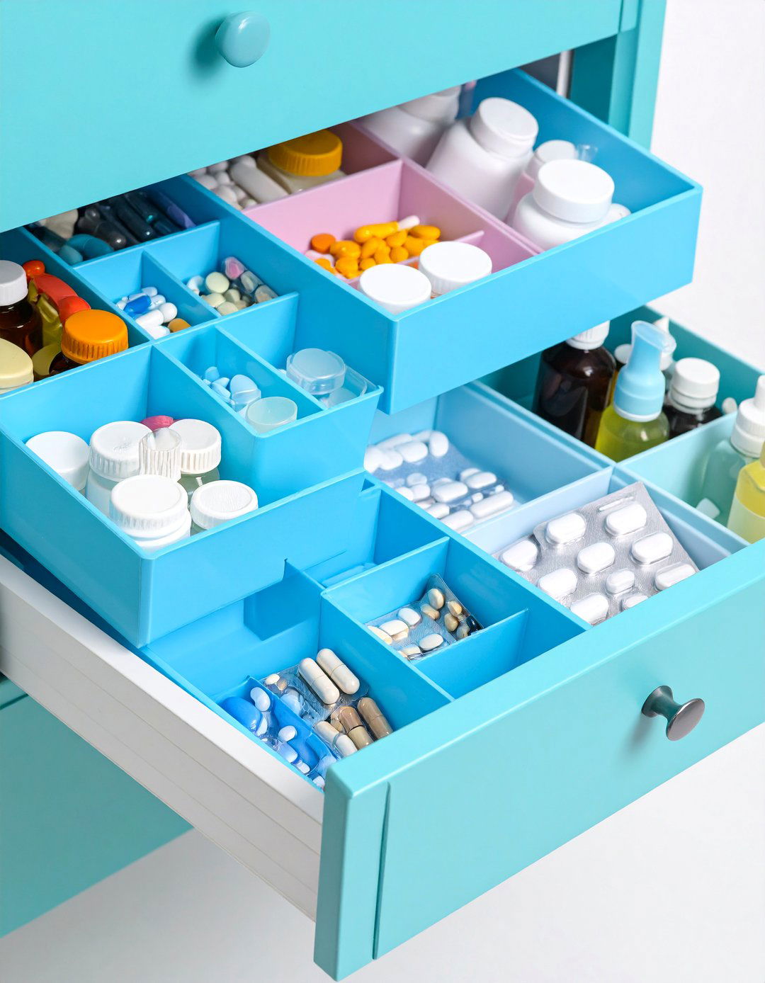 Drawer Medicine Storage with Dividers and Baskets - 25 Medicine Storage Ideas