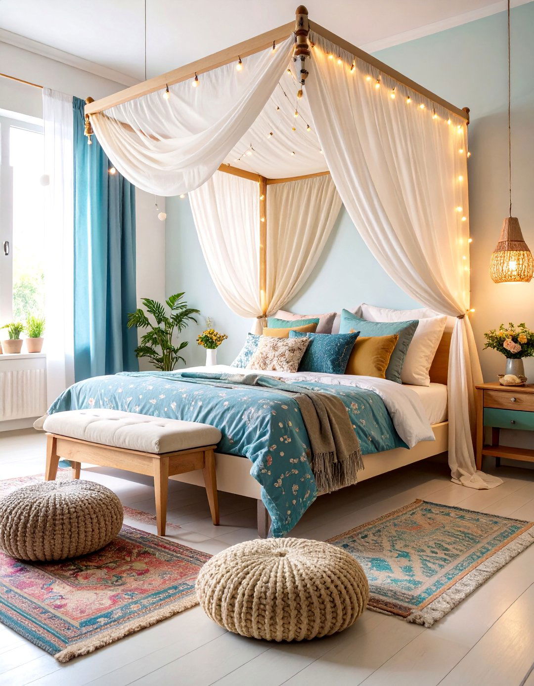 Dreamy Canopy Bed with Flowing Fabrics - 25 Colorful Boho Decor Ideas