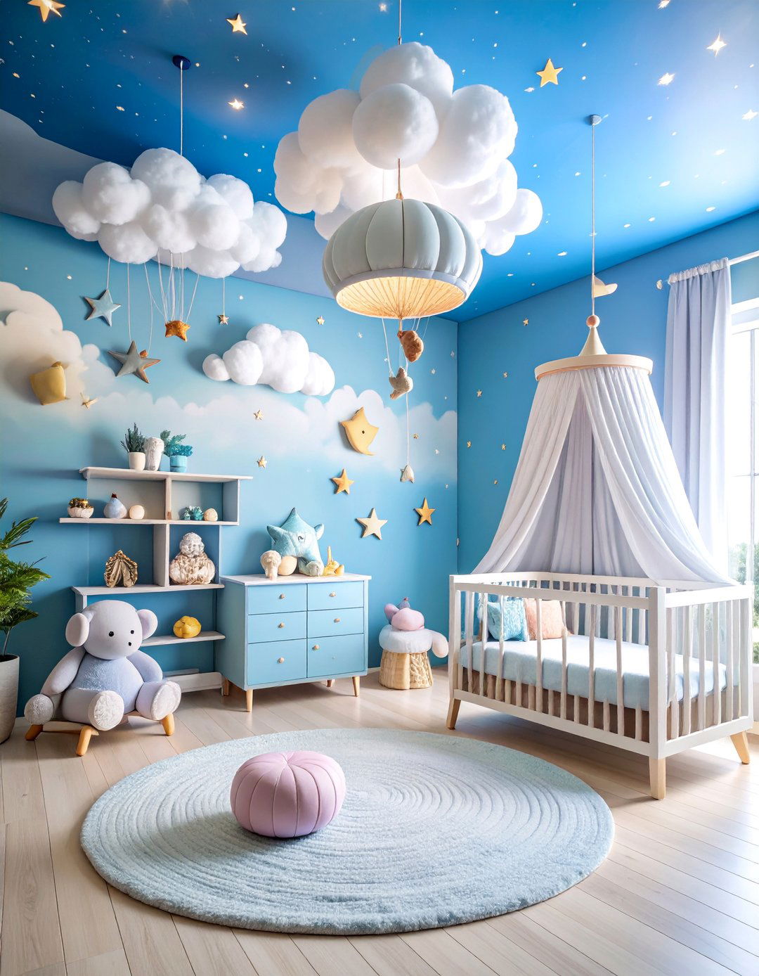 Dreamy Cloud and Elephant Sky Nursery - 25 Elephant Nursery Ideas