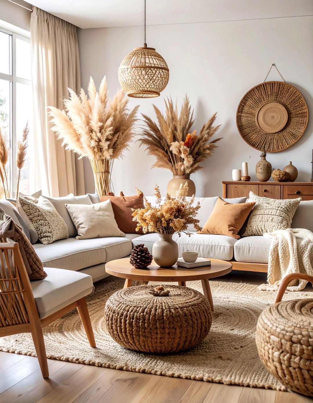 Dried Floral and Natural Element Living Room Design - 25 Fall Living Room Ideas