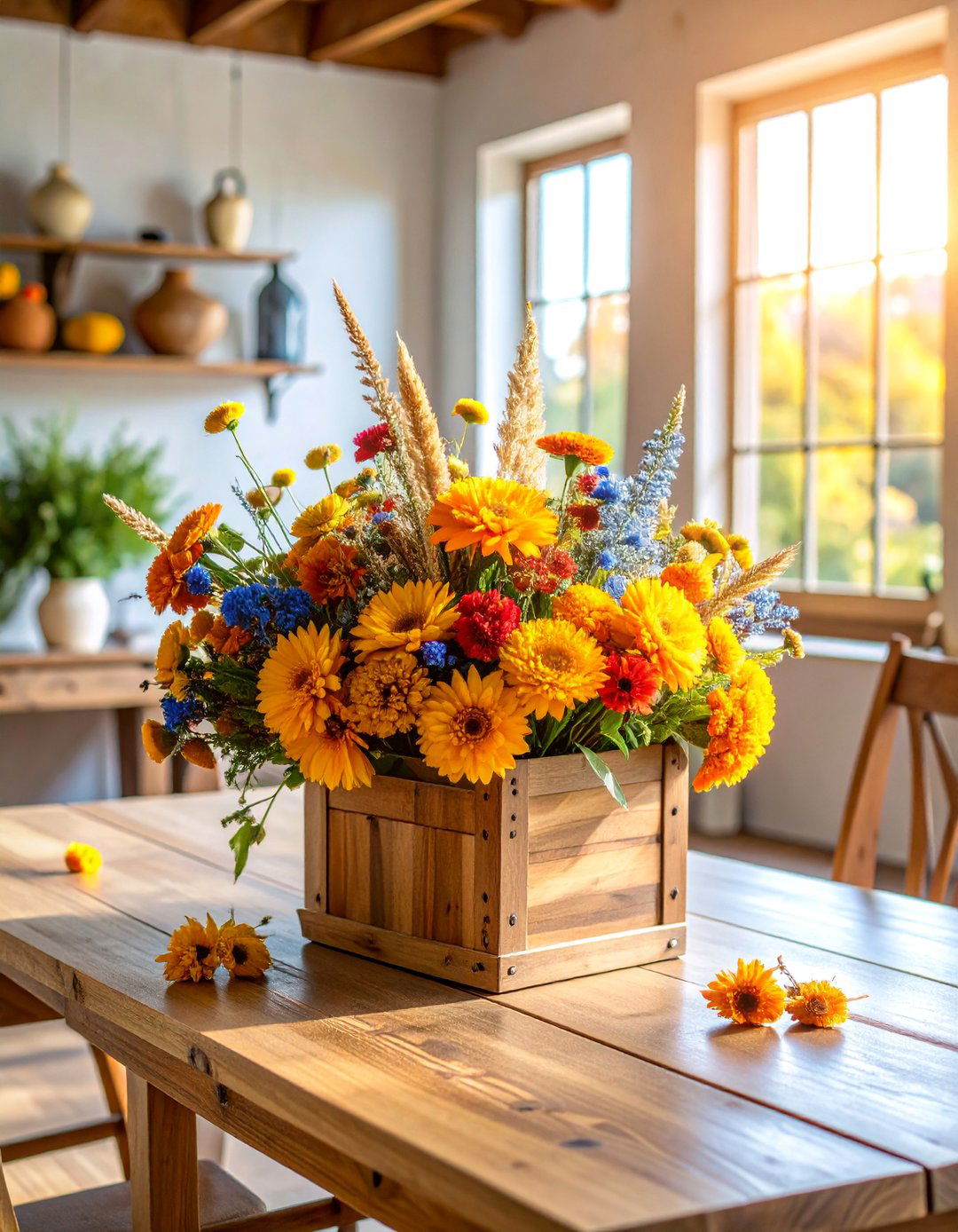 Dried Flower Artisan Arrangement - 25 Thanksgiving Centerpiece Ideas
