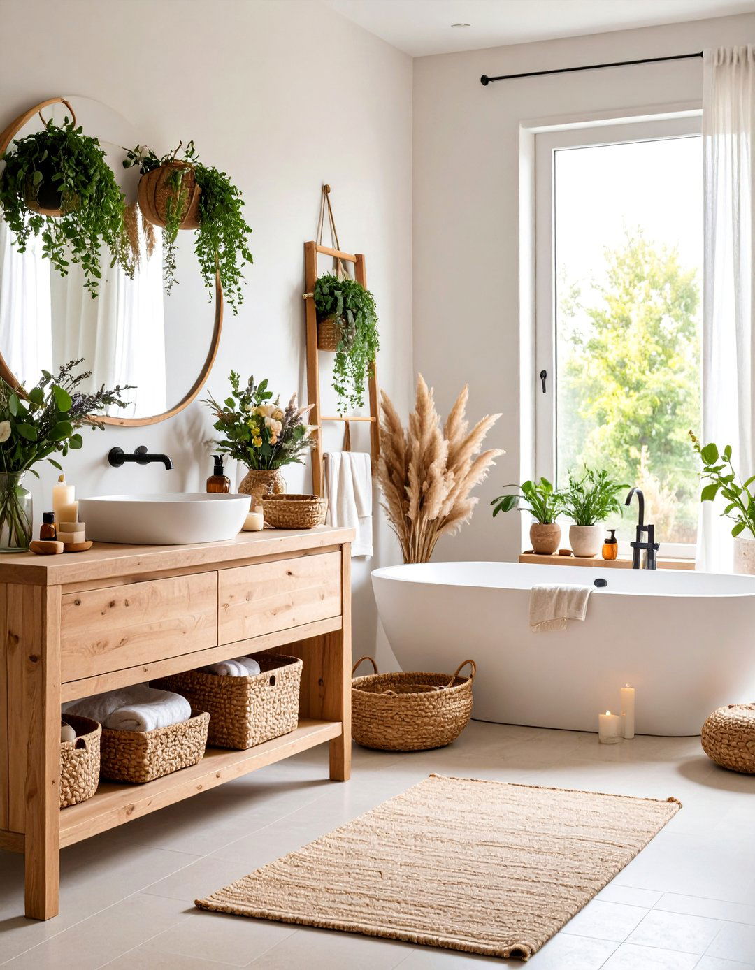 Dried Flower and Natural Element Boho Bathroom - 25 Boho Bathroom Ideas