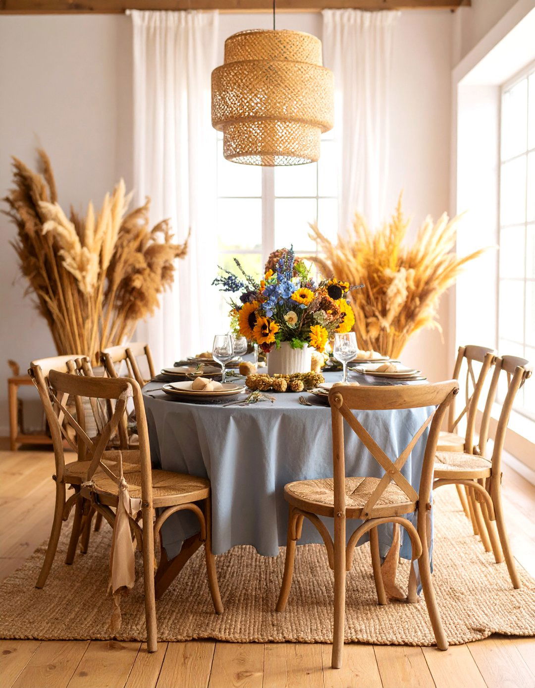 Dried Flower and Wheat Bundle Theme - 25 Friendsgiving Decor Ideas