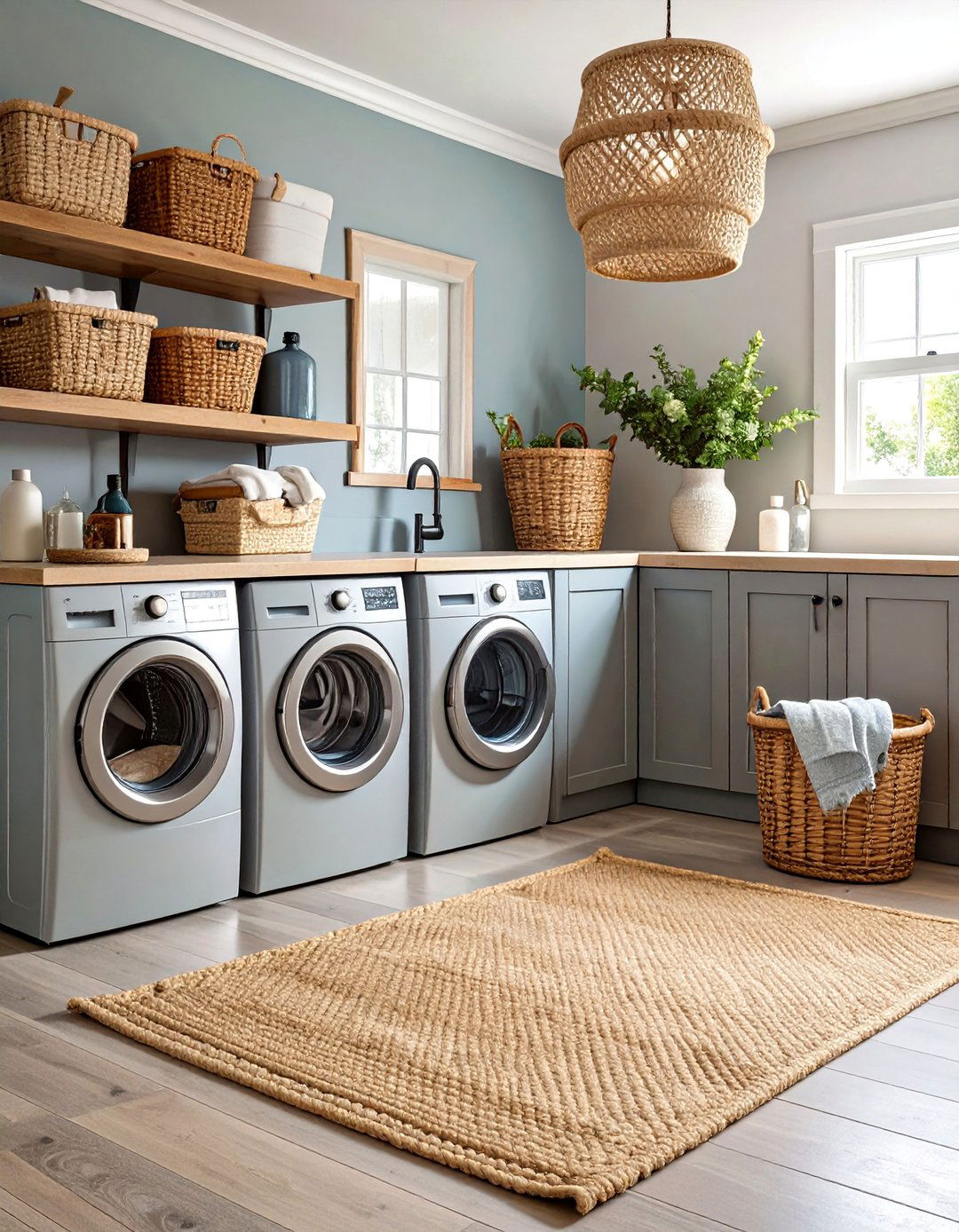 Driftwood Gray Laundry Room with Coastal Textures - 25 Laundry Room Paint Ideas