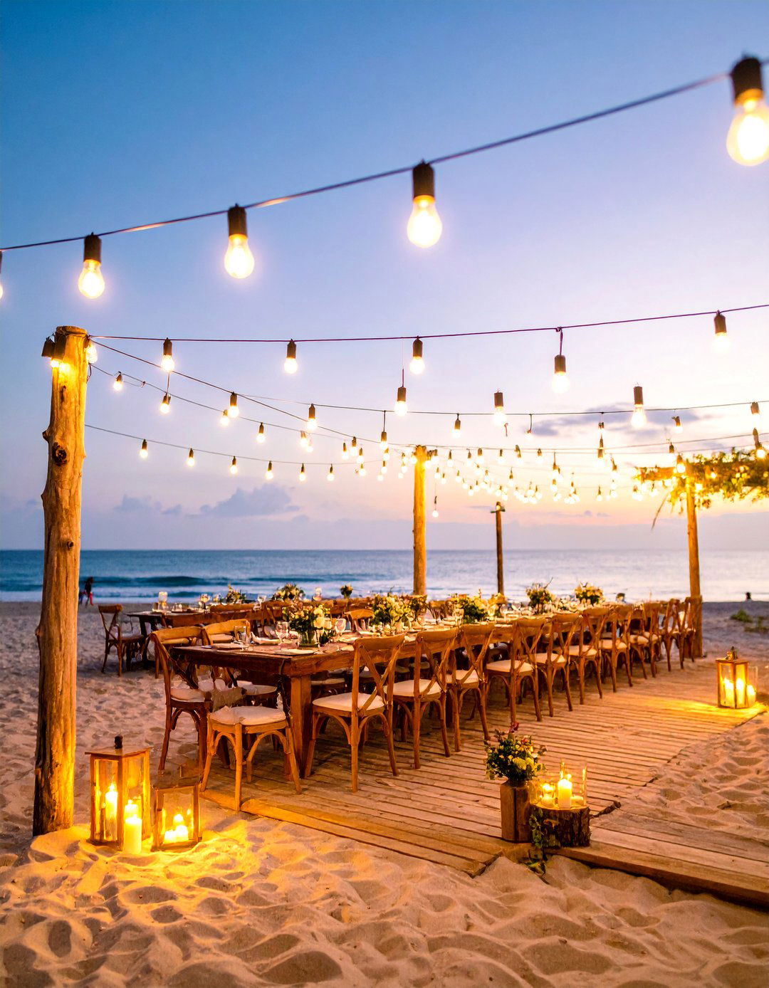 Driftwood and Edison Bulb Beach Wedding with Rustic Industrial Charm - 25 Beach Wedding Ideas