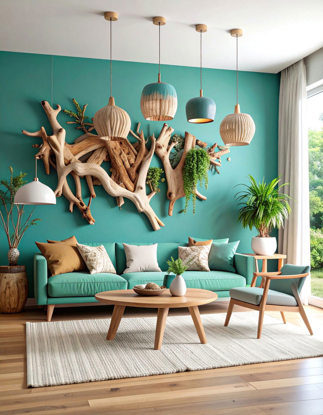 Driftwood and Natural Branch Wall Sculpture - 25 Rustic Wall Decor Ideas