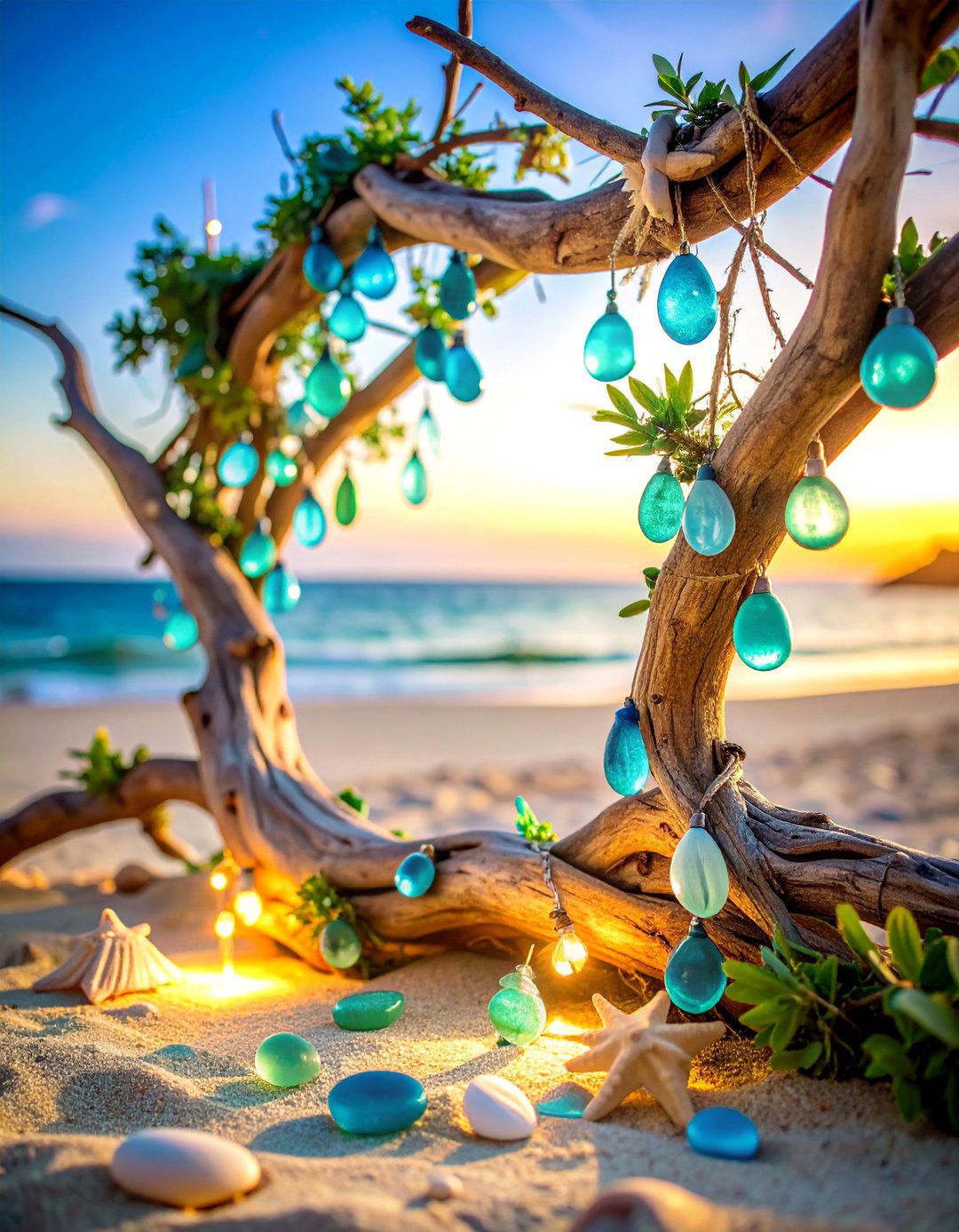 Driftwood and Sea Glass Wedding Backdrop - 25 Wedding Backdrop Ideas