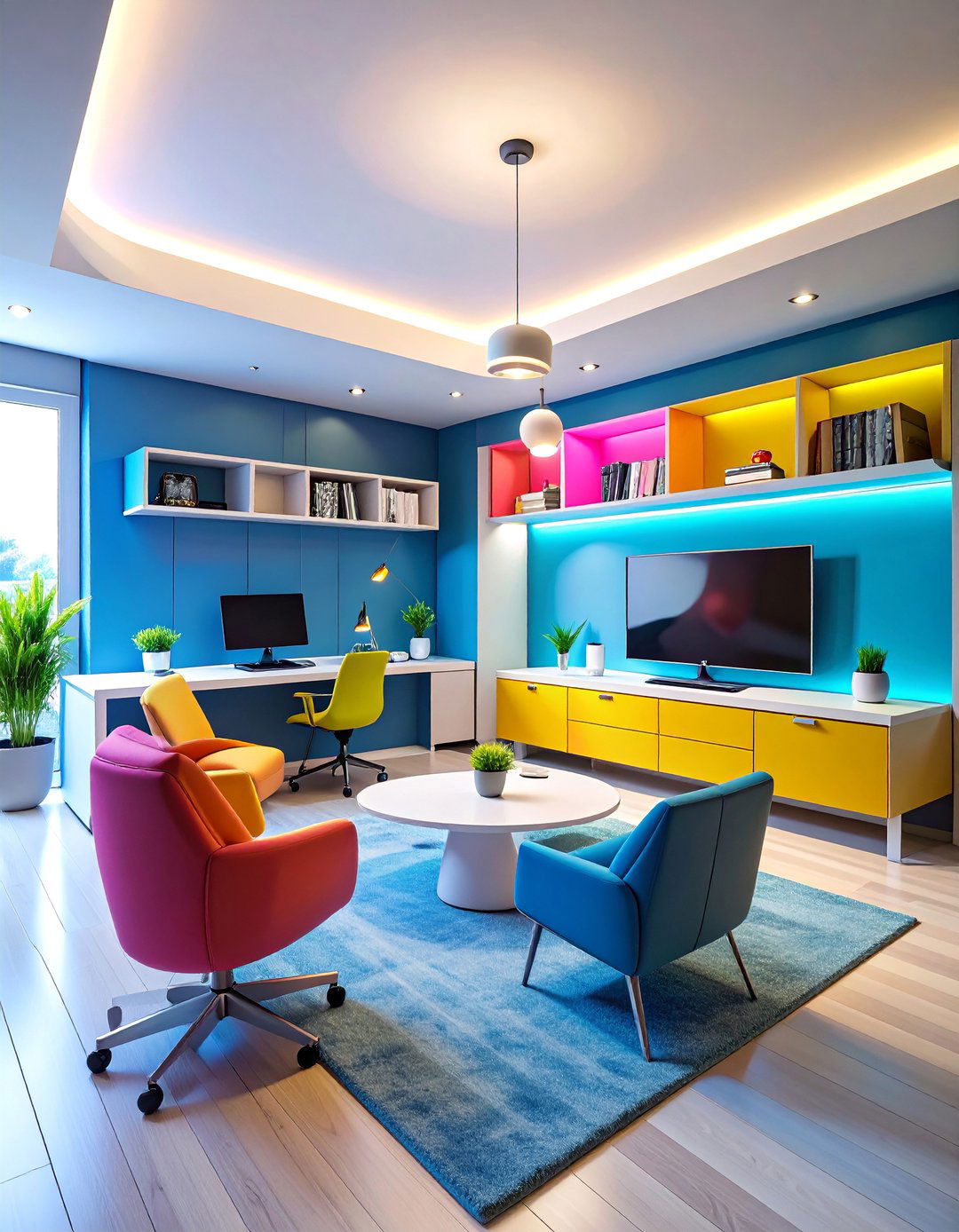 Dual Purpose Office and TV Lounge Area - 25 Small Living Room Ideas With Tv