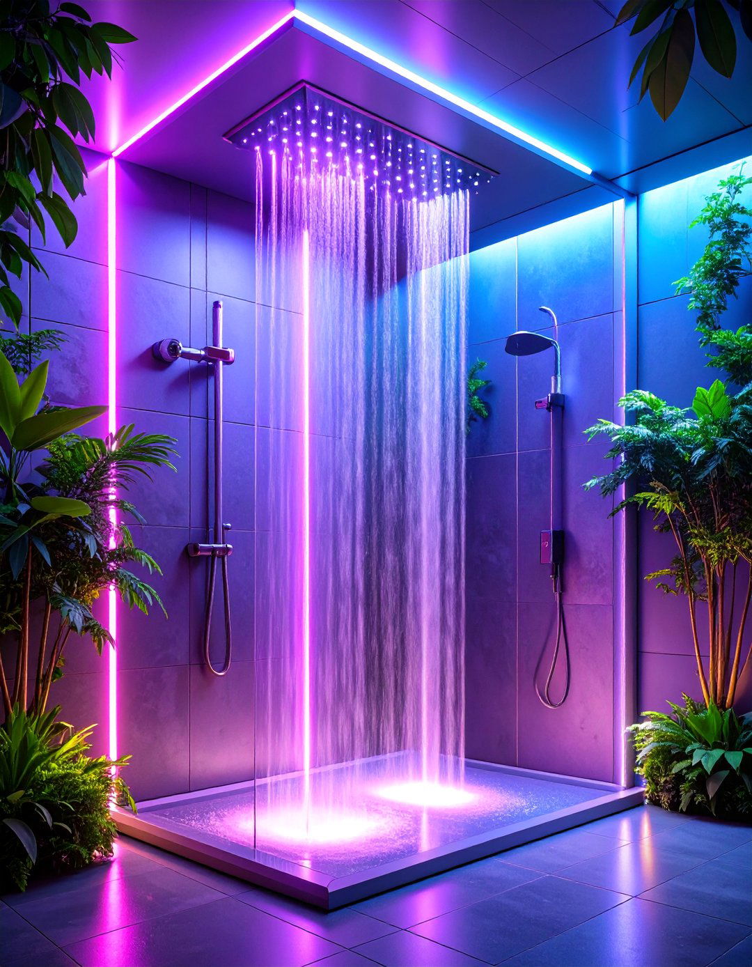 Dual Showerhead System with Body Spray Jets - 25 Modern Shower Ideas