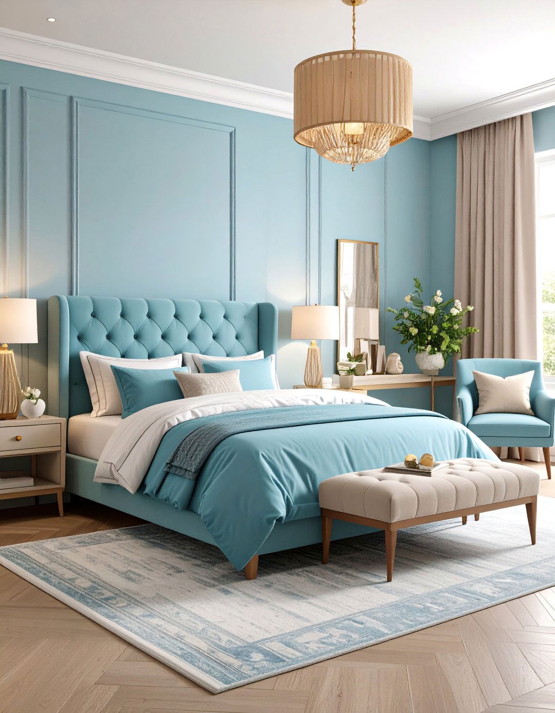 Duck Egg Blue Guest Bedroom with Hotel Inspired Luxury - 25 Duck Egg Blue Bedroom Ideas