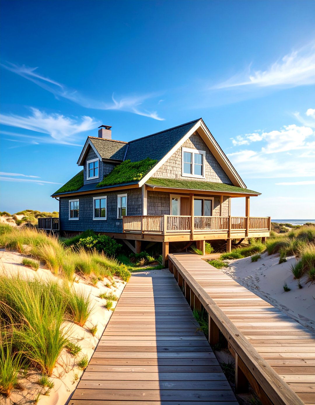 Dune Ready Modern Cape Cod House with Vegetated Green Roof - 25 Modern Cape Cod House Ideas
