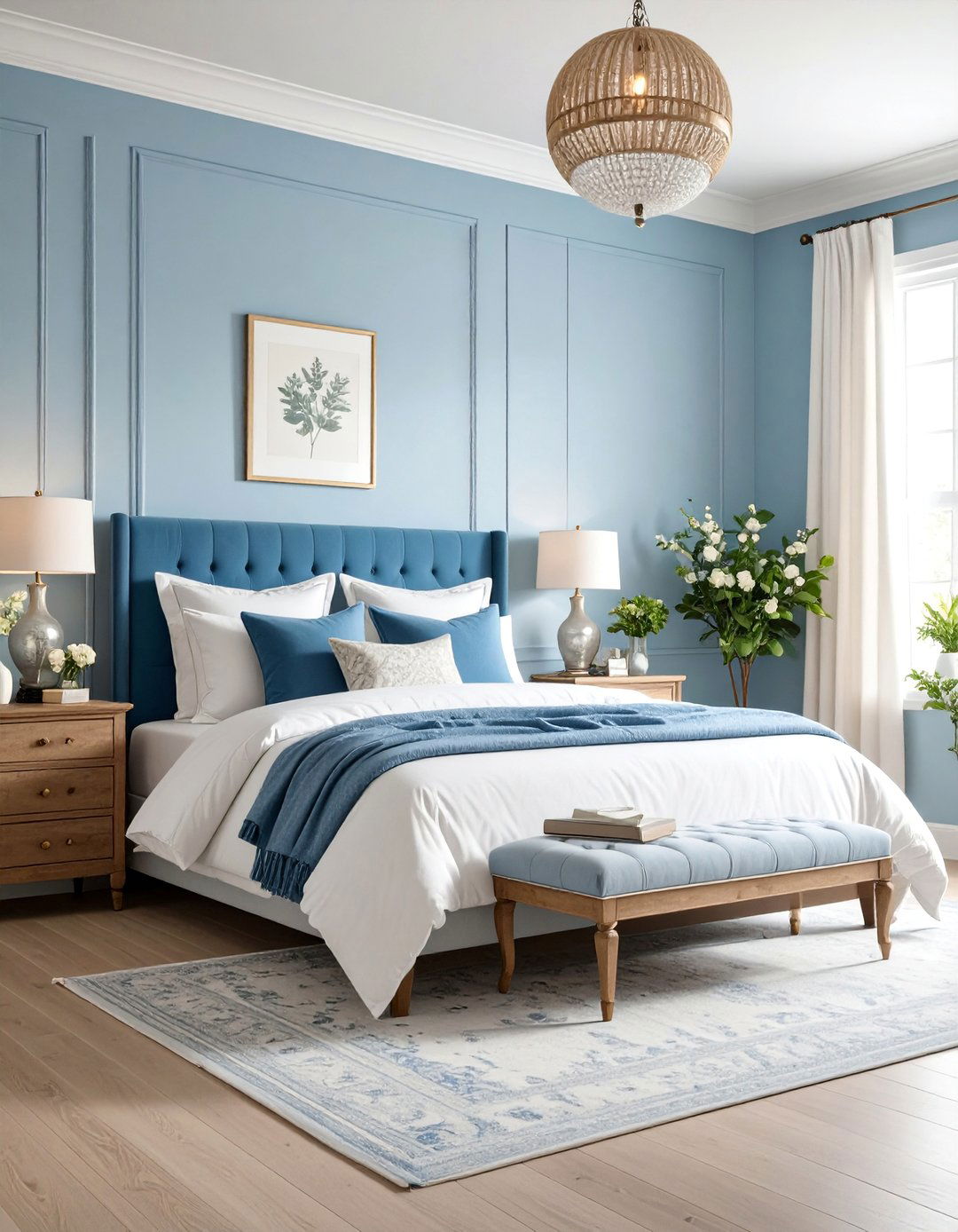Dusty Blue Bedroom with Vintage Charm - 25 Bedroom Paint Colors