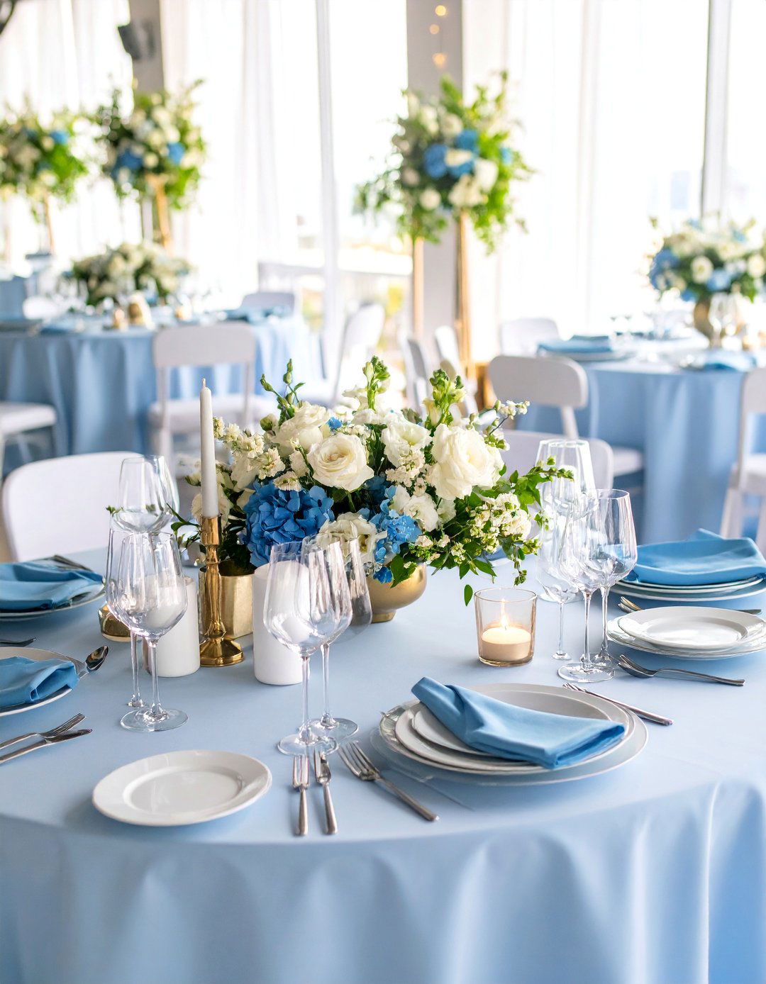 Dusty Blue and Champagne Romantic Luxury Theme - 25 Blue Wedding Theme Ideas