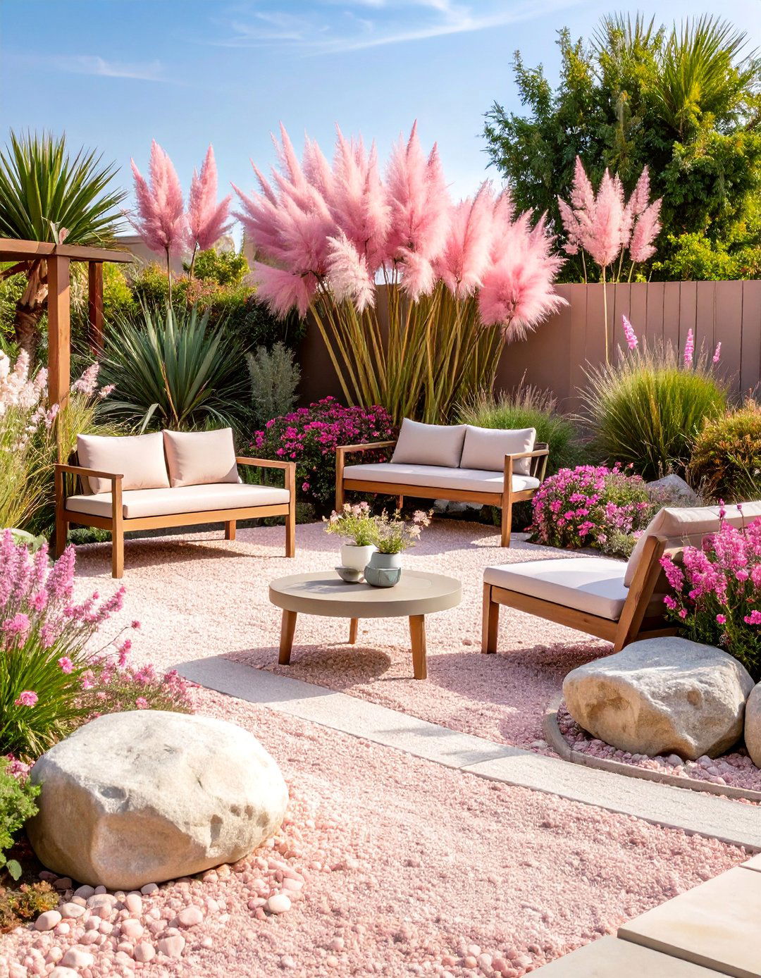 Dusty Pink Gravel Garden Design - 25 Pink Garden Ideas