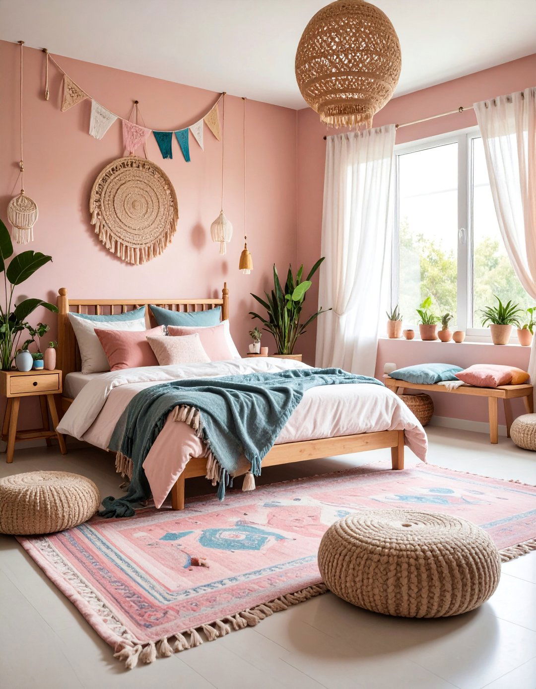 Dusty Pink Meditation Corner Bedroom - 25 Pink Boho Bedroom Ideas