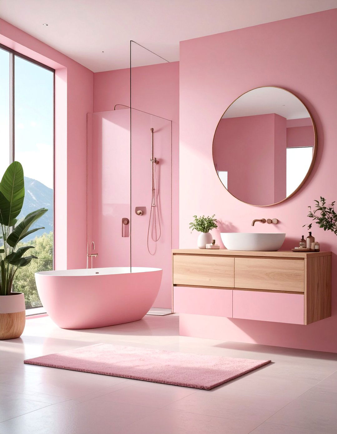 Dusty Pink Minimalist Modern - 25 Pink Bathroom Ideas
