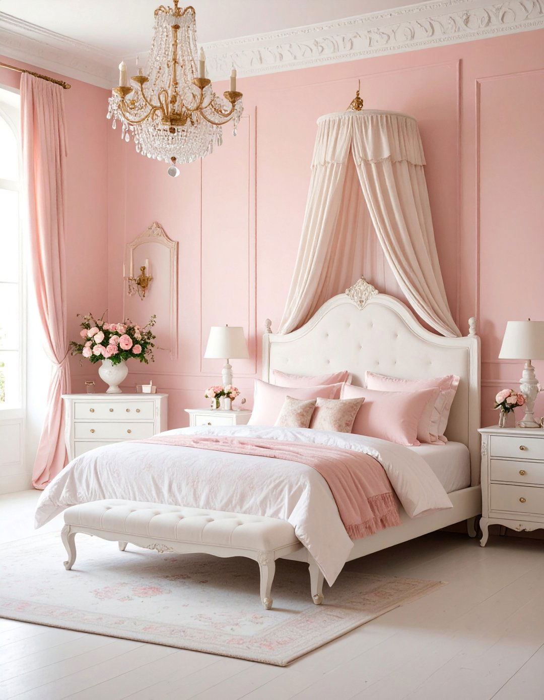 Dusty Rose Limewash Bedroom with Romantic French Country Style - 25 Limewash Bedroom Ideas