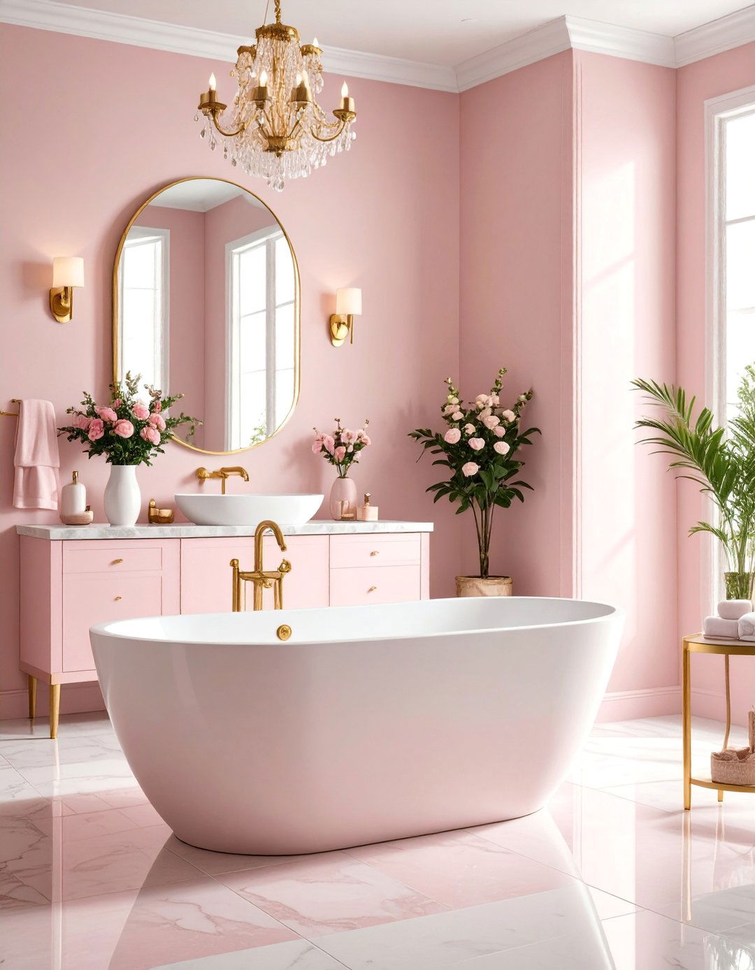 Dusty Rose Master Bathroom Suite - 25 Pastel Colour Ideas for Your Home