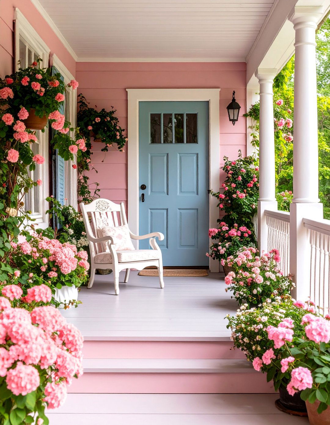 Dusty Rose Porch with Vintage Charm - 25 Porch Paint Colors