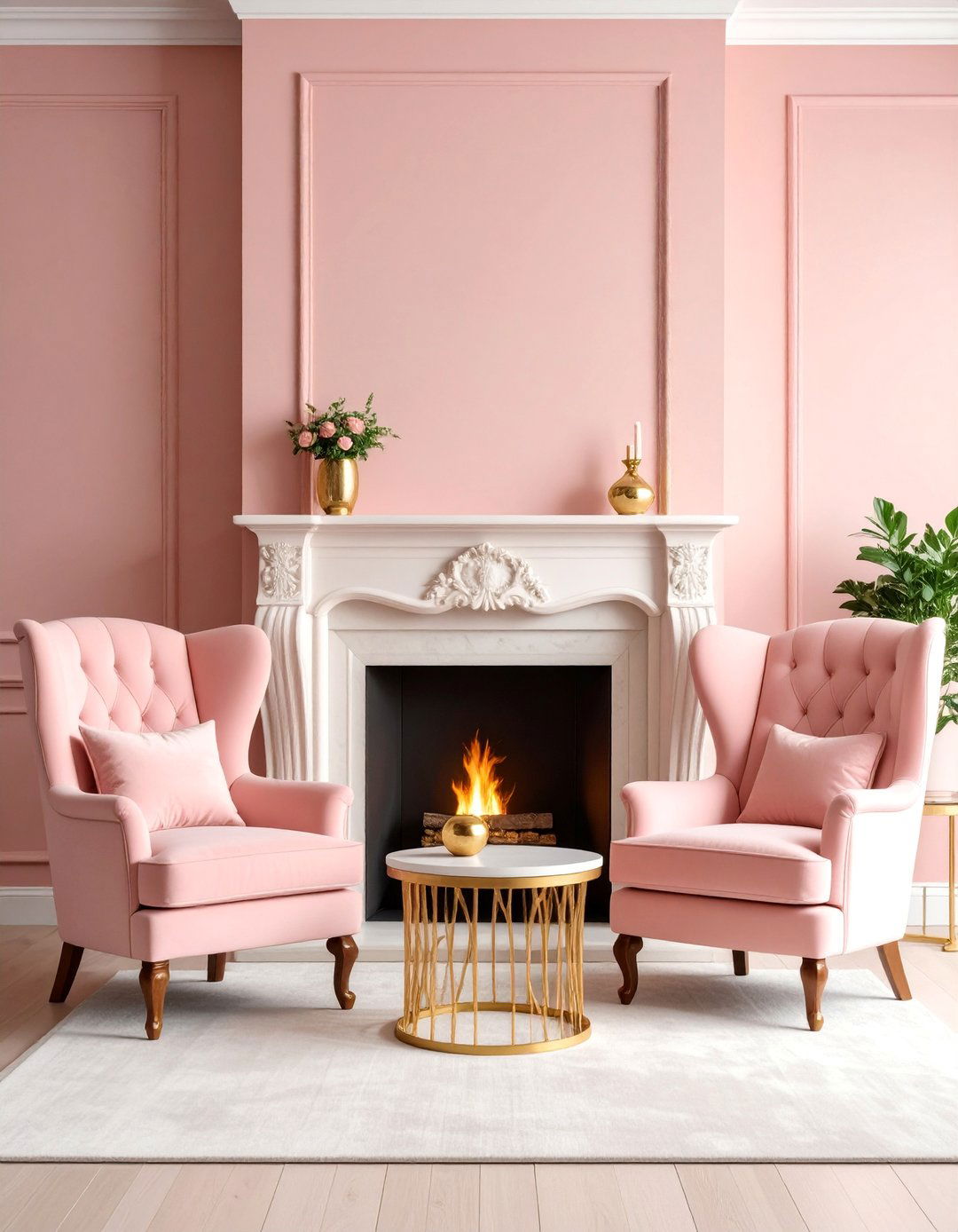 Dusty Rose Romantic Painted Fireplace - 25 Painted Brick Fireplace Ideas