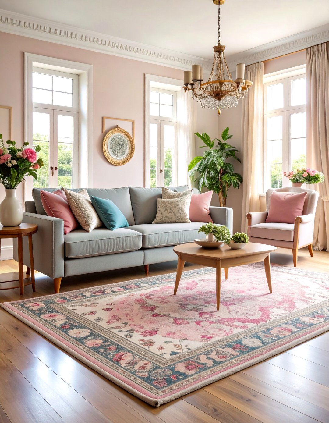 Dusty Rose Romantic Sophistication - 25 what color rug goes with a grey couch