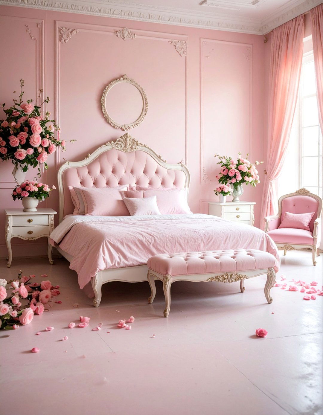 Dusty Rose Romantic Vintage Concrete Floor - 25 Indoor Concrete Floor Paint Ideas