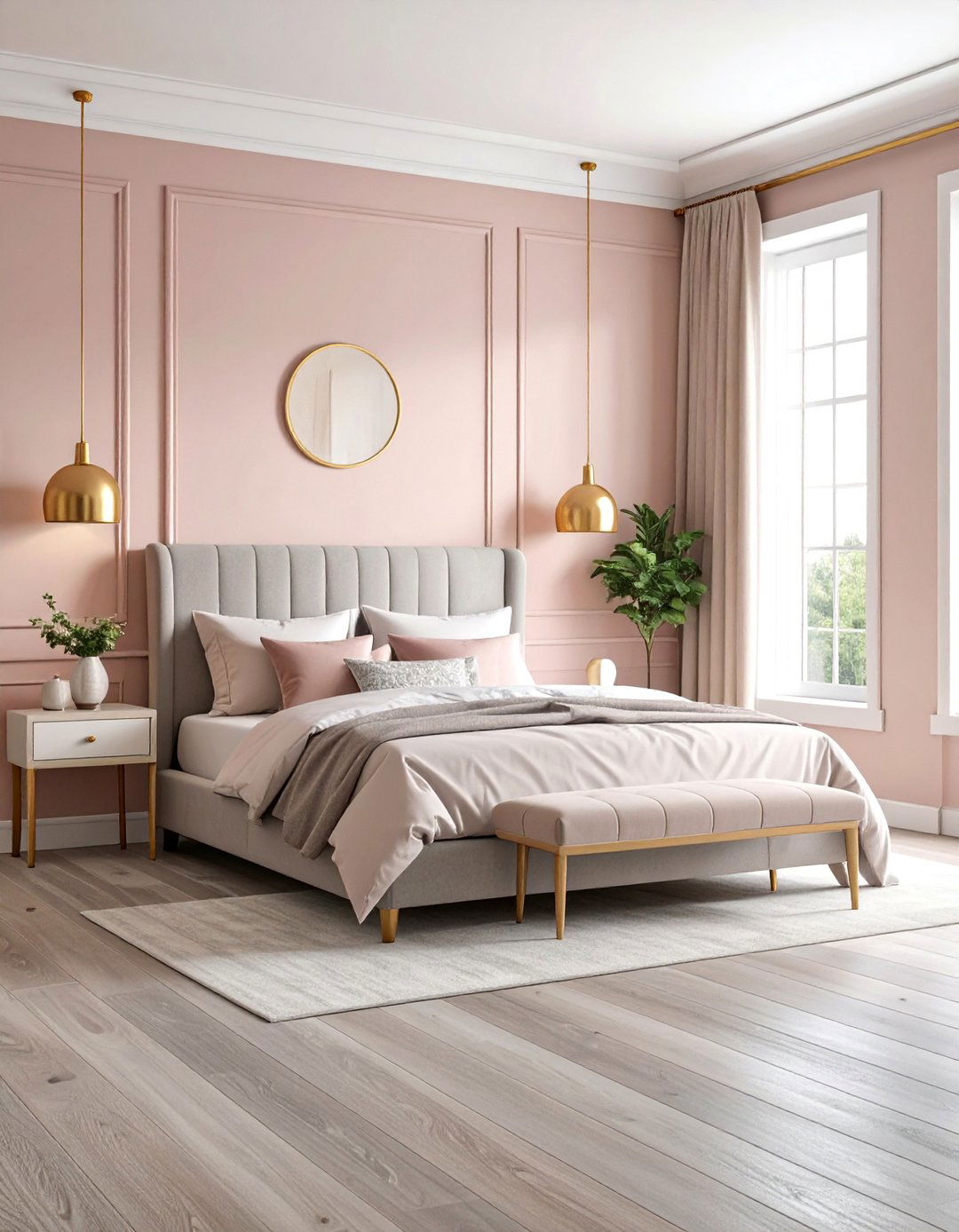 Dusty Rose Walls with Gray Washed Oak Floors - 25 Floor and Wall Color Ideas