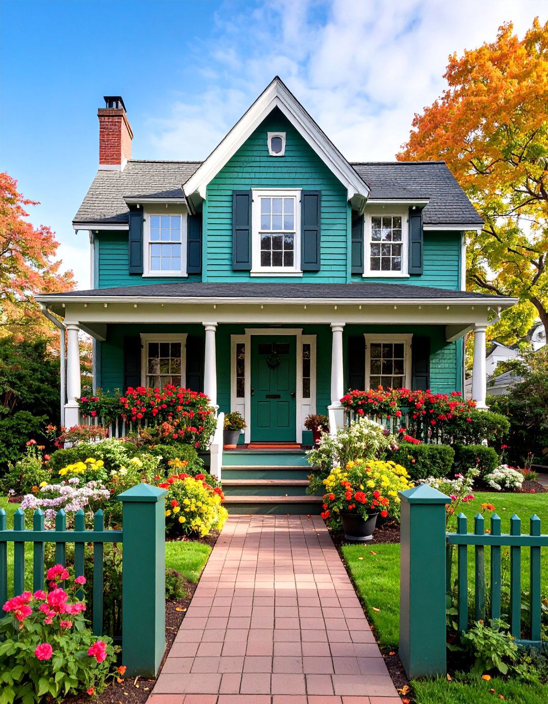 Dutch Colonial Green Brick Gambrel Style - 25 Green Brick Exterior Home Ideas