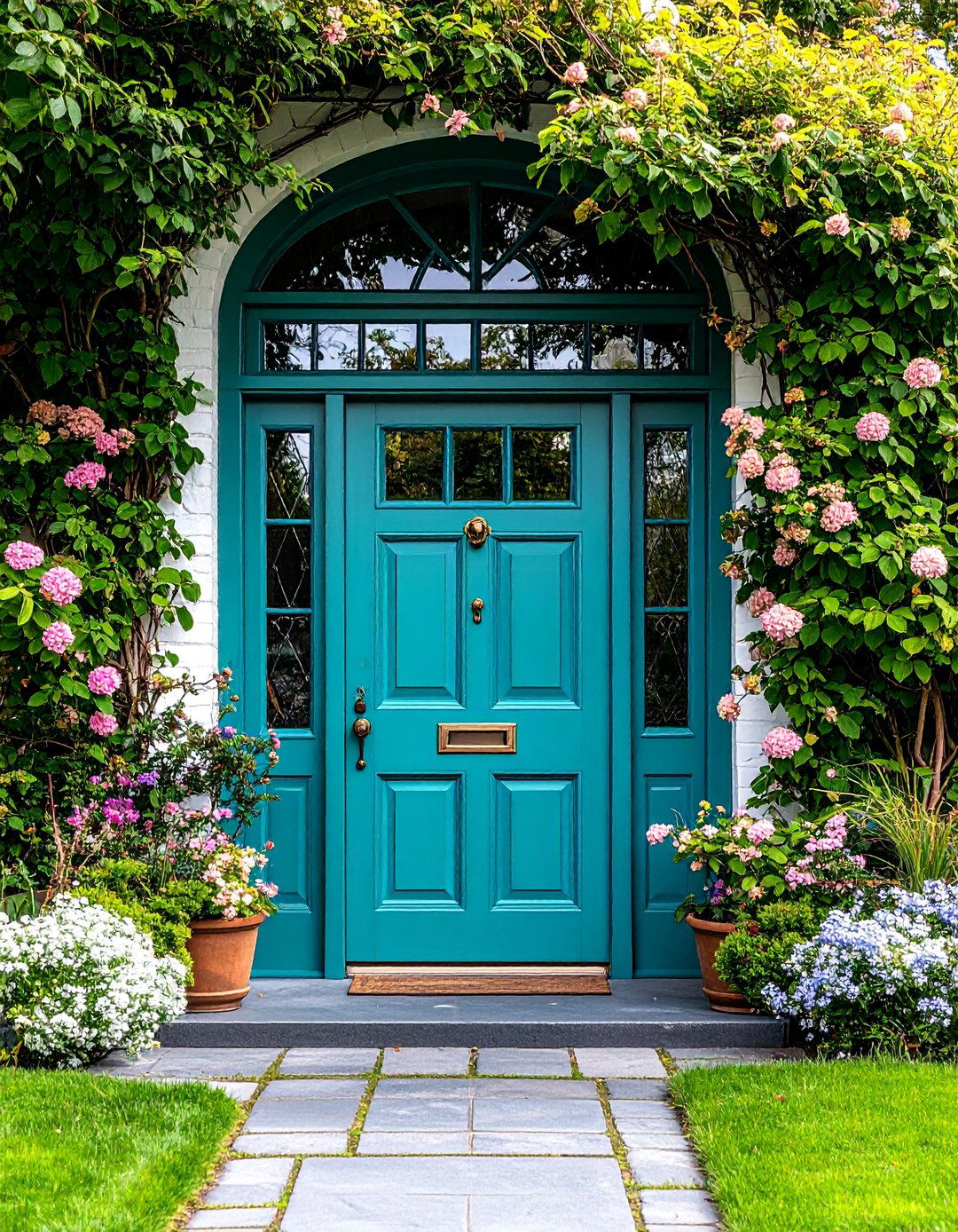Dutch Style Turquoise Door with Split Design - 25 Turquoise Front Door Ideas