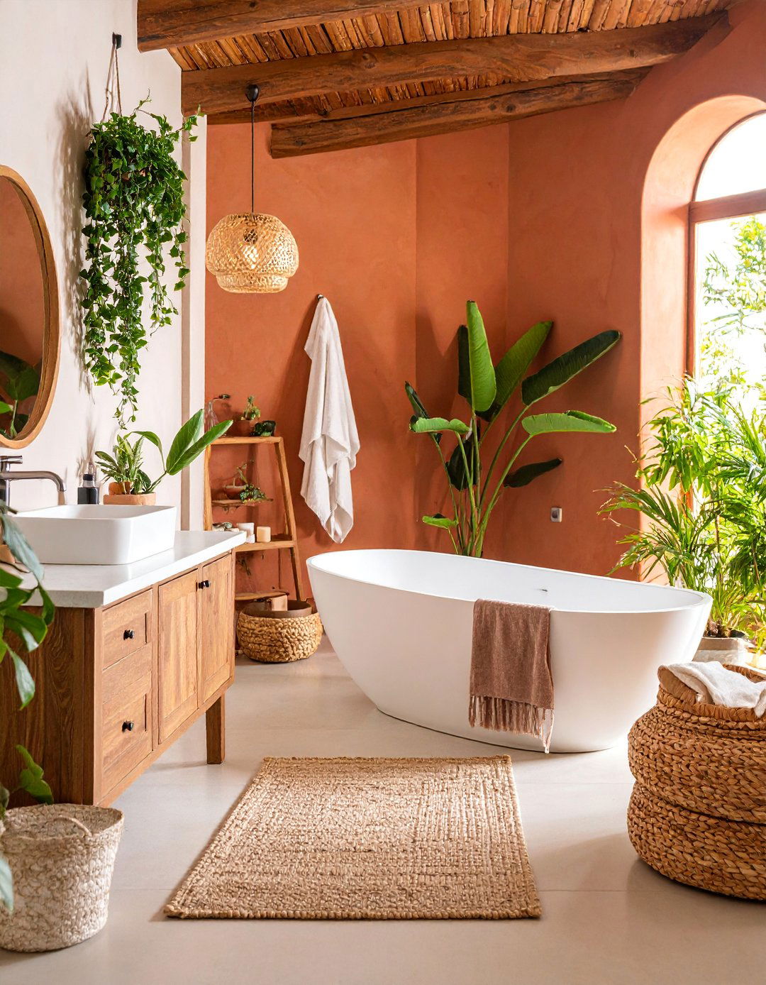 Earth Tone Bathroom with Natural Material Harmony - 25 Bathroom Remodel Ideas